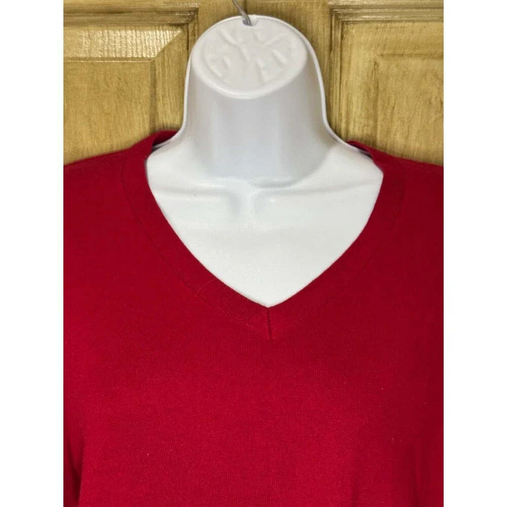 Banana Republic Sweater Mens Large Silk Cotton Cashmere Luxury Blend V Neck Red